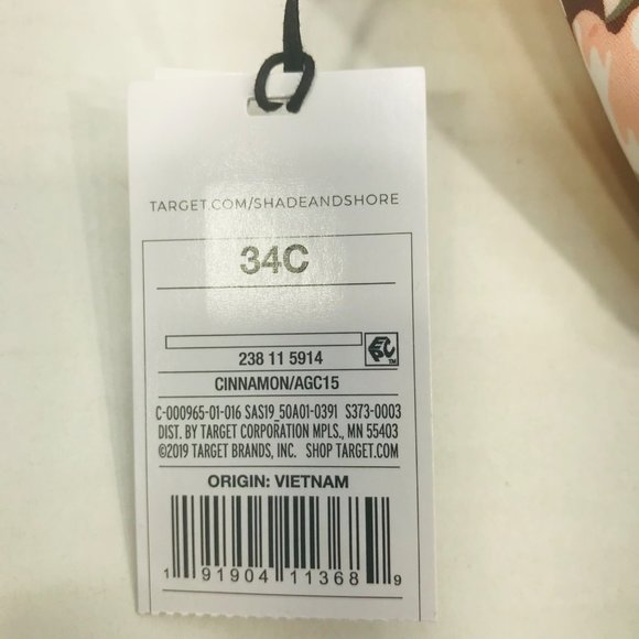 Shade And Shore Women's Size 34C Ruffle Strap Bralette Bikini Swim Top Cinnamon - Picture 5 of 13